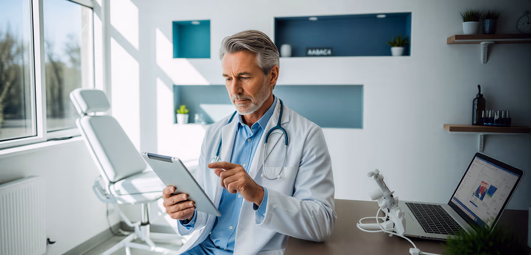 Doktor tablet kullanıyor